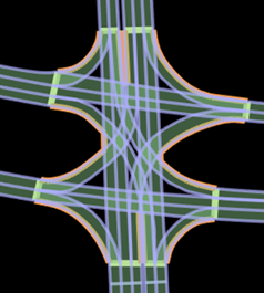 RRHD Map with junction imported in RoadRunner canvas using Scene Builder Tool