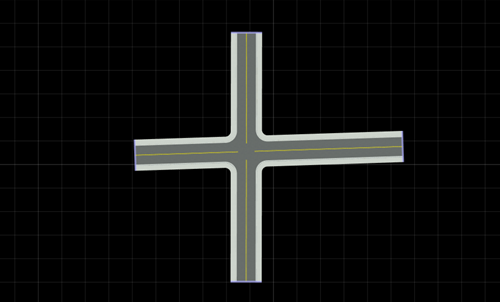 Straight intersecting roads that form a junction