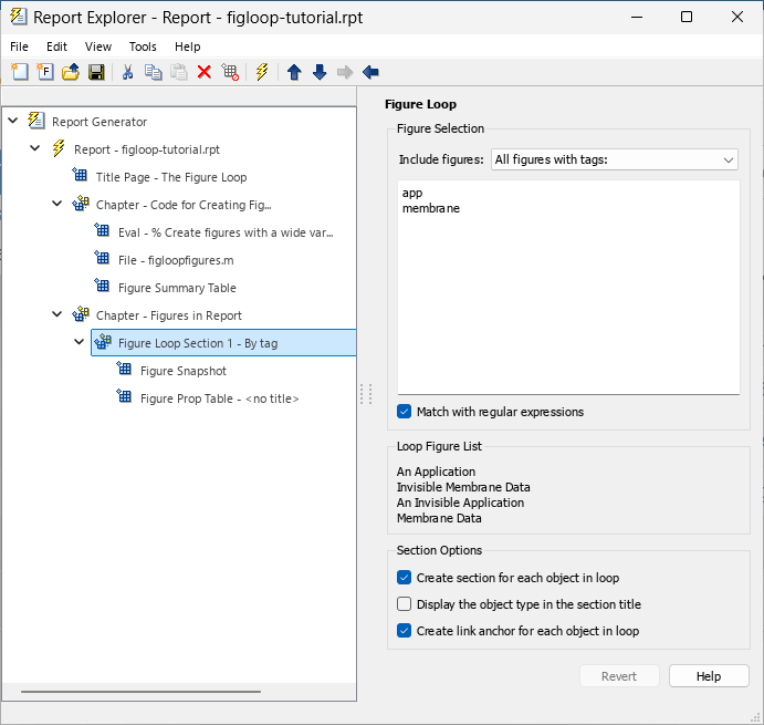 Properties pane for Figure Loop component.