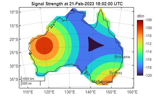 衛星コンスタレーションのカバー範囲マップ