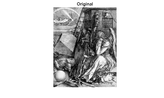 Figure contains an axes object. The hidden axes object with title Original contains an object of type image.