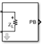 Outport block icon with Sensor type set to Power, Output parameter set to Real Passband, and Ground and hide terminal is Off.