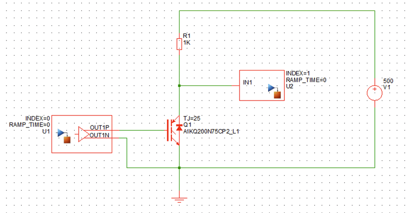 SIMetrix schematic of a Cosimulation Interface with an input and an output