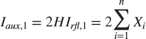 $I_{aux,1} = 2HI_{rfl,1} = 2 \displaystyle\sum_{i=1}^{n} X_i$