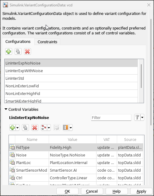 Variant Manager user interface in standalone mode