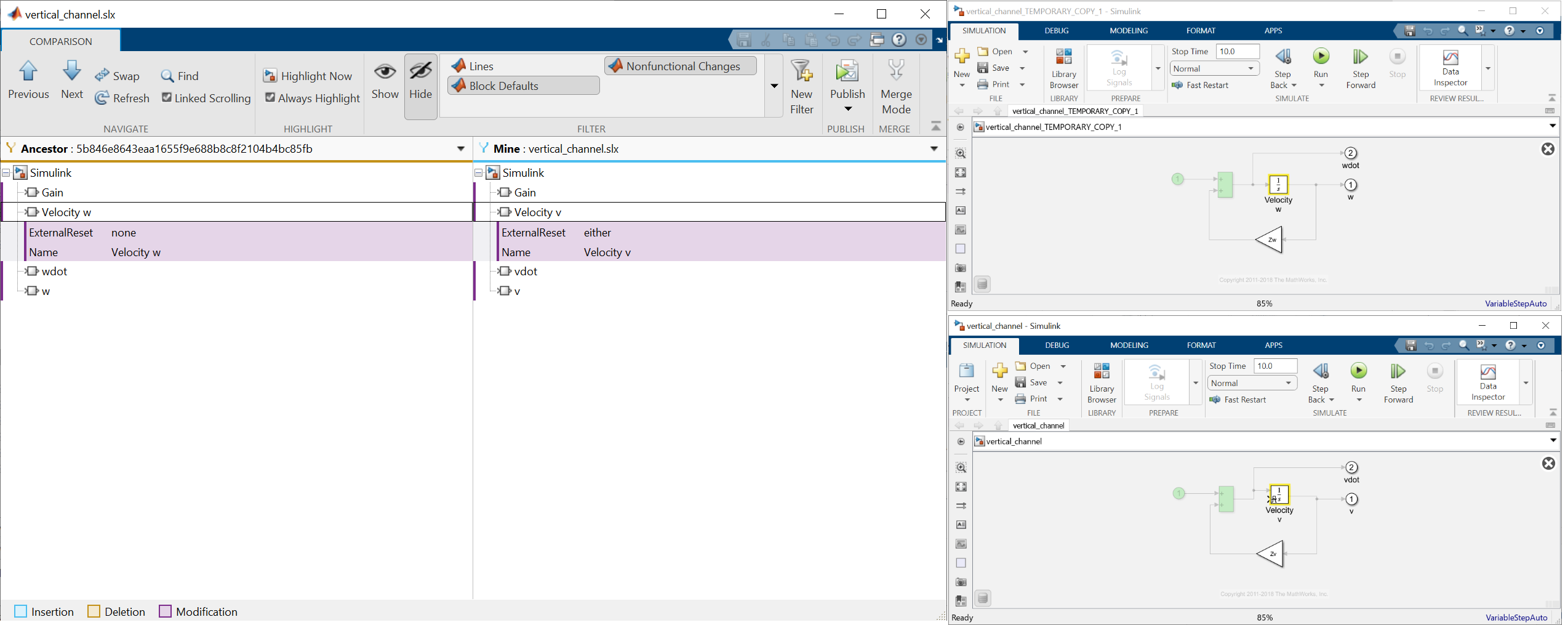 Simulink Model Comparison Tool