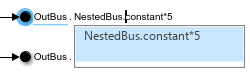 Out Bus Element block labeled OutBus.NestedBus.constant*5 with cursor before constant*5