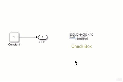 An unconnected Check Box block connects to a Constant block.