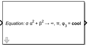 Simulink block with a mask icon showing an equation