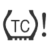 Traction Control Failure icon: the outline of the cross-section of a tire with the label "TC" and an exclamation mark next to it