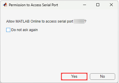 Notification for Arduino Simulink Online Accessing Serial Port