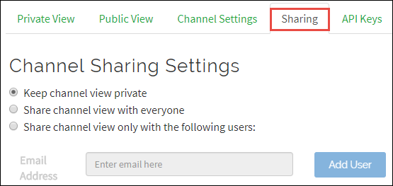 ThingSpeak Sharing Settings