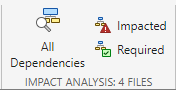Impact Analysis section of the Dependency Analyzer toolstrip. The section name shows the number of selected files in the graph.