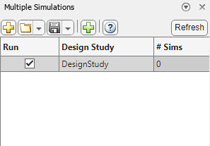 The design study section of the Multiple Simulations panel