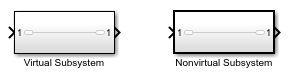 Virtual and nonvirtual subsystem blocks