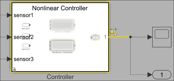 Both active and inactive choice within the subsystem is highlighted