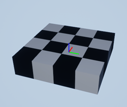 Checker board shape with coordinate system axes at the actor origin.