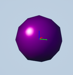 Icosphere shape with coordinate system axes at the actor origin.