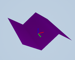Terrain shape with coordinate system axes at the actor origin.