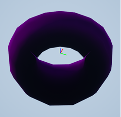 Torus shape with coordinate system axes at the actor origin.