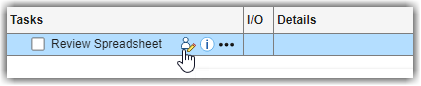 Mouse pointing to the edit user task button for the example "Review Spreadsheet" task