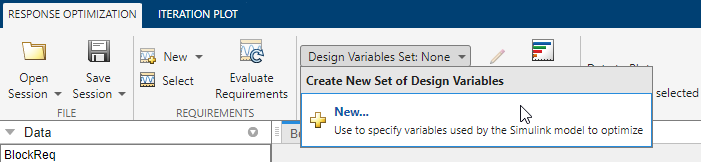 Drop-down list for Design Variables Set