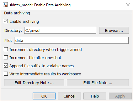 Apply these setting in the enable data archiving dialog box.