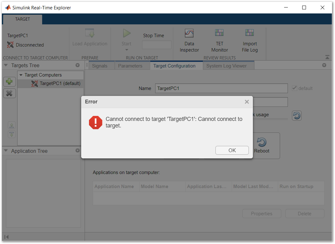 A firewall issue can cause the cannot connect to target error.