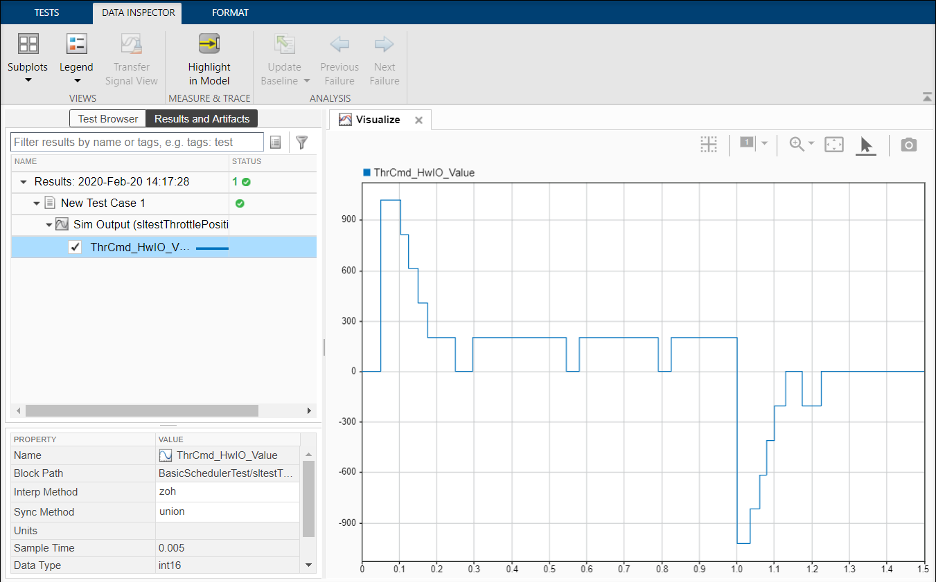 Image of the Simulink Test Manager