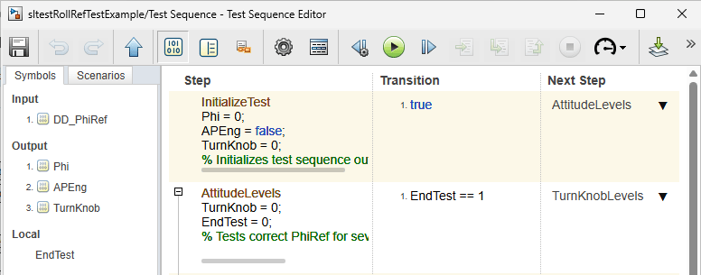 Test scenario block before switching to scenarios