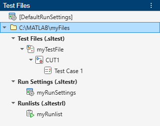 Test Files pane