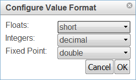 Change value format dialog box.