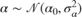 $\alpha \sim \mathcal{N}(\alpha_0, \sigma_\alpha^2)$