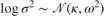 $\log \sigma^2 \sim \mathcal{N}(\kappa, \omega^2)$