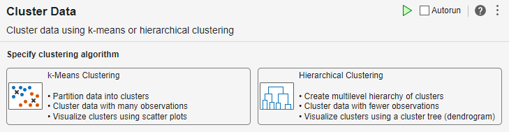 Cluster Data Task in the Live Editor