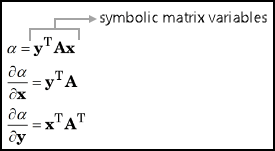 Symbolic matrix variables that represent differentials with respect to vectors