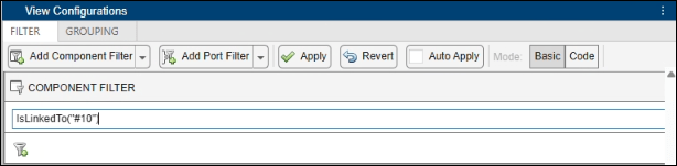 View configuration toolbar with custom query.