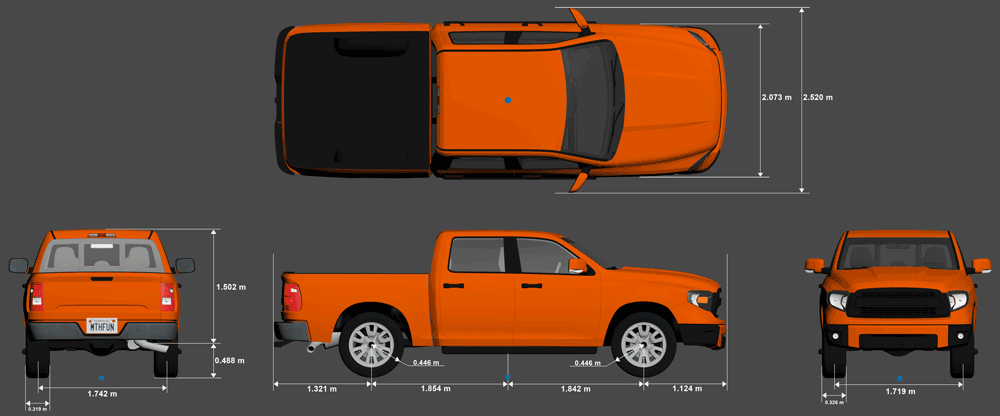 Small pickup truck shown from multiple views
