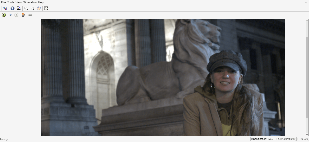 Figure Output Image contains an axes object and other objects of type uiflowcontainer, uimenu, uitoolbar. The hidden axes object contains an object of type image.
