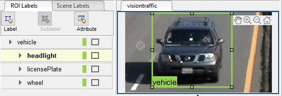 App screenshot of the car with label named "vehicle".