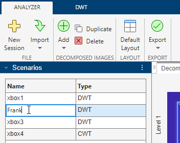 View of toolstrip in Analyzer tab.