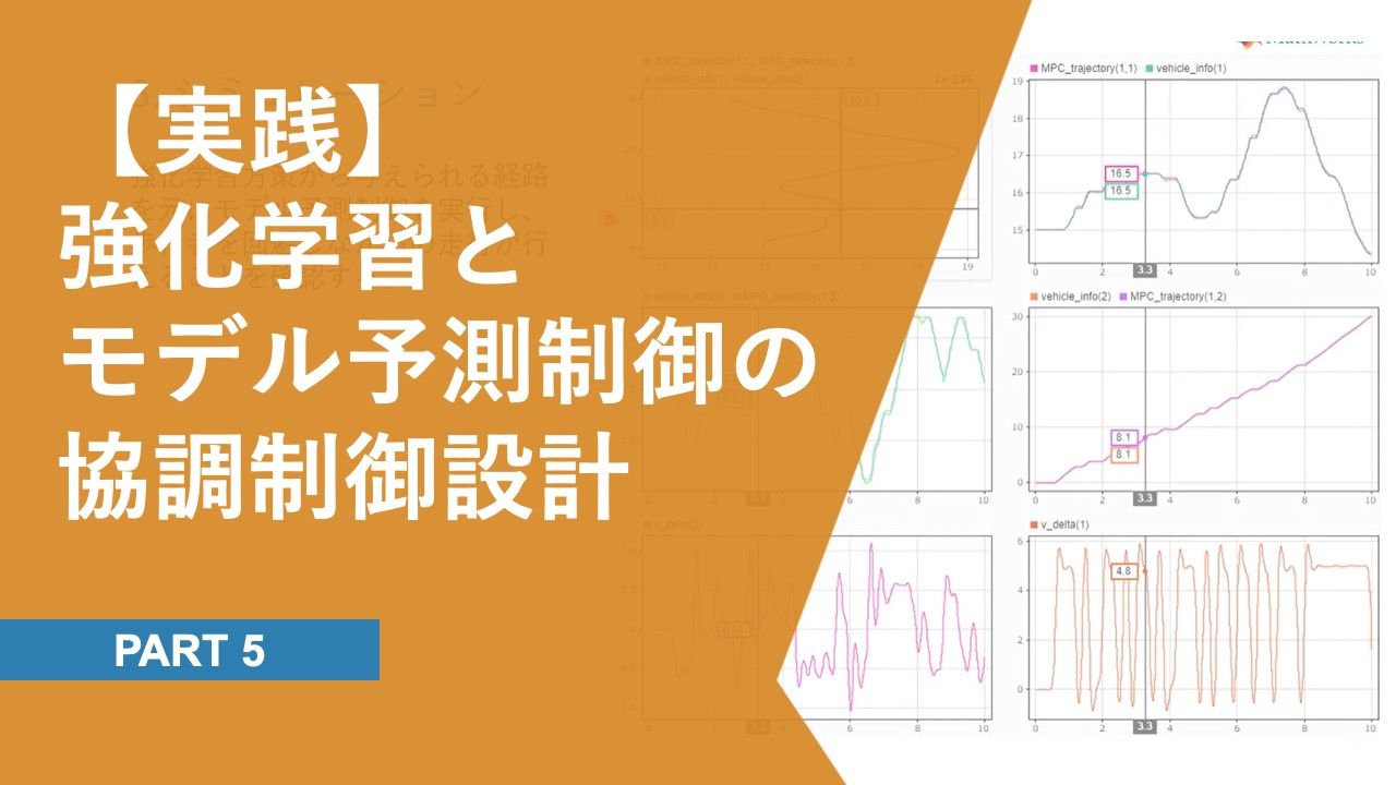 非線形モデル予測制御を用いて、指令値軌道に遅れなく追従できる制御器を設計し、強化学習の方策と結合して問題なく実行できることを確認します。